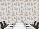 High-Quality Full-Wall Self-Adhesive Wallpaper — Decor for Office, Venue, or Bedroom "Cat Silhouettes"