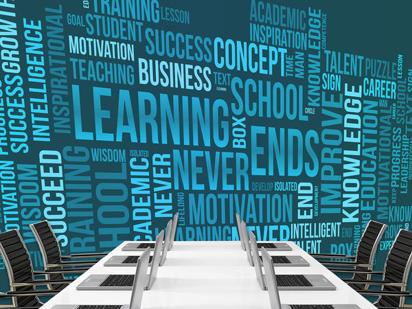 Non-Wowen Wallpaper "Learning never ends" – Large Full Wall Wallpaper for Study, Classroom
