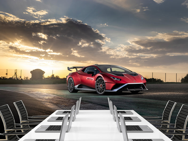 Non-Woven Mural Wallpaper For Gym Or Room – "Sports Car: Power And Nature", Decor For Bedroom