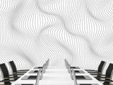 Black and White Self-Adhesive Wallpaper for Living Room and Office "Spiral Abstraction" for Futuristic Design