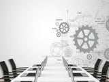 Peel and Stick Vinyl Wallpaper Schematic Gear Mechanism Design for Office Accent Wall Mural
