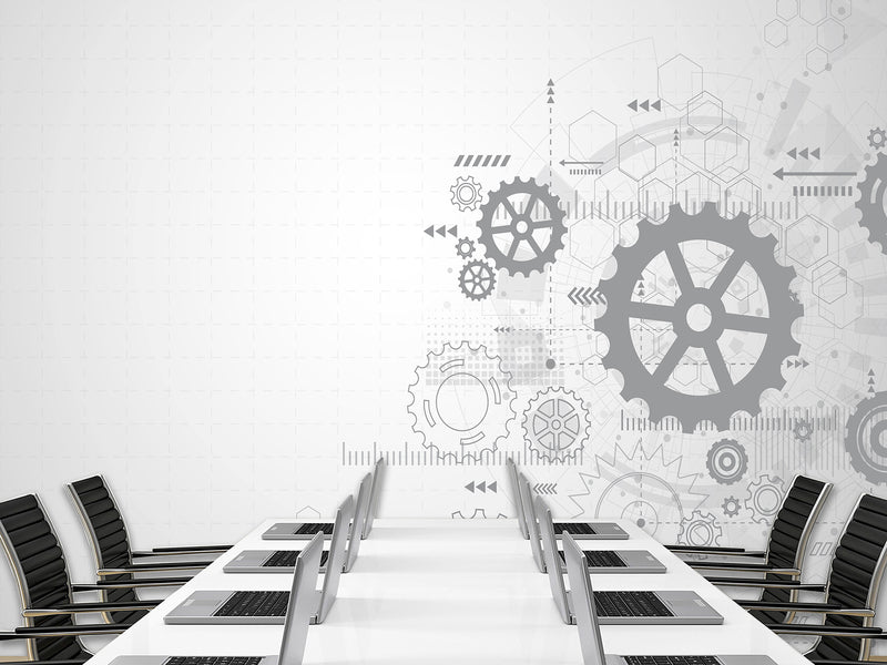 Peel and Stick Vinyl Wallpaper Schematic Gear Mechanism Design for Office Accent Wall Mural
