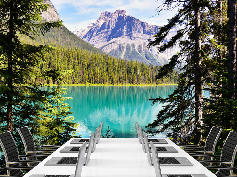 Nature-Inspired Peel and Stick Mural for Living Room or Lounge Area – "Emerald Lake, British Columbia,Yoho National Park"