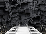 Peel and Stick Vinyl Wallpaper Technological Plating Spaceship Robot Abstract Graphics Style for Gym & Living Room