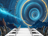 Fantasy Plot Combined With Nature Peel and Stick Mural For Creative Game Room Or Bedroom Design Wall Print "Portal In The Canyon Above The Lake" 🌄✨