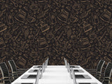 Themed Vinyl Wallpaper Peel and Stick Mural for Coffee Lovers, Perfect for Kitchen, Cafés, Dining Room, Office 'Coffee Art' ☕