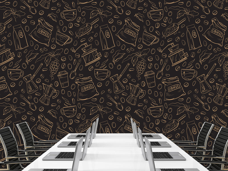 Themed Vinyl Wallpaper Peel and Stick Mural for Coffee Lovers, Perfect for Kitchen, Cafés, Dining Room, Office 'Coffee Art' ☕