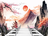 Non-Woven Wall Mural Art Print "Chinese Painting Style", Photo Wallpaper for Decorating Bedroom, Living Room 🖌️🌸