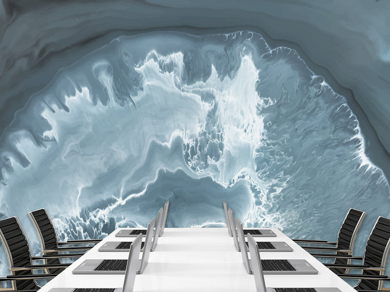 Abstract Composition For Office Peel and Stick Mural 'Abstract Vision Of Waves In Cave' Full-Wall Design Suitable For Living Room, Bedroom 🌊