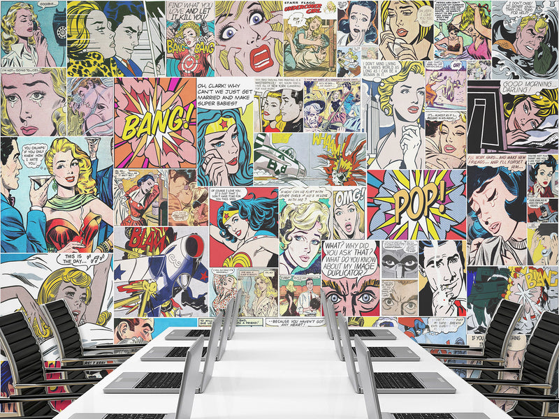 Wall mural 3D self-adhesive in the bedroom, kitchen, hall “Pop art comic”