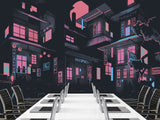Neon City At Night – Modern Traditional Wall Mural For Interior Design 🌃