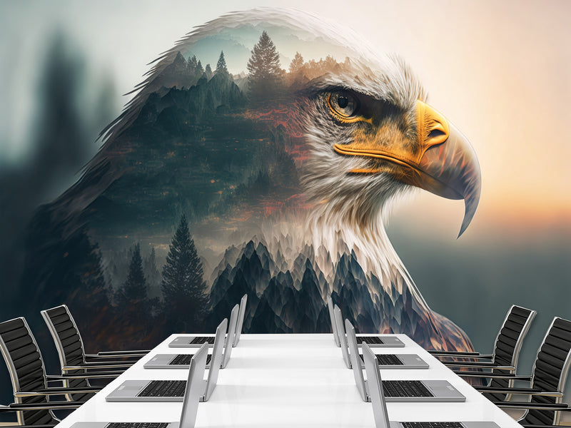 Brutal Design For Hall Or Gym Vinyl Wallpaper Peel and Stick Motivational Wall Print For Bedroom "Free Eagle" 🦅