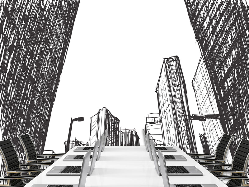 Graphic Print Peel and Stick 3D Mural "Painted city", Beautiful in the Hall, Office, Work Area