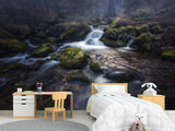 Peel and Stick film Oracal wallpaper for home “Mountain Waterfall”, bedroom decor