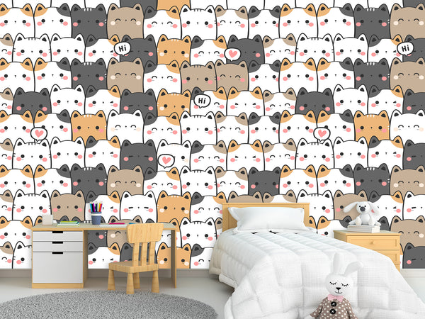 Peel and Stick Wall Mural Cute Kittens Print For Kids’ Room Decor