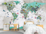 Peel and Stick Oracal film with the pattern “Children's map of the world”, decor for children's room