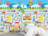 Traditional Wallpaper Wall Mural – Creative Kids' Room Decor: City Roads Map