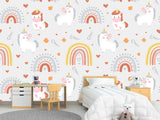 Peel and stick mural on the wall for the kid room Rainbow Unicorn Wallpaper for Kids – Cute & Magical Tots Wall Design