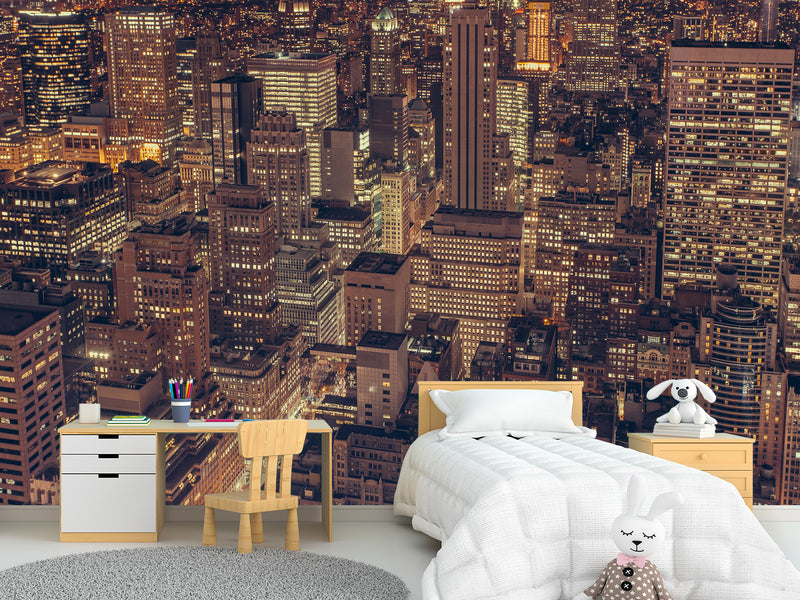 Durable Self-Adhesive Photo Wallpaper For Living Room, Bedroom Design "Night City Of New York"
