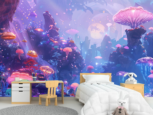 Peel & Stick Vinyl Wallpaper Kids' Room Wall Desing Mural – Fantastic Underwater World Theme