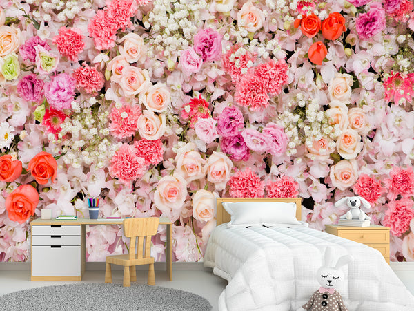 Self-Adhesive Mural Full Wall Blush Rose Art for Home or Bedroom Decor