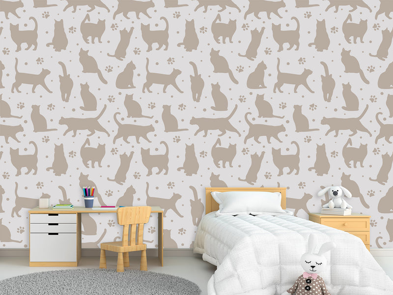 High-Quality Full-Wall Self-Adhesive Wallpaper — Decor for Office, Venue, or Bedroom "Cat Silhouettes"