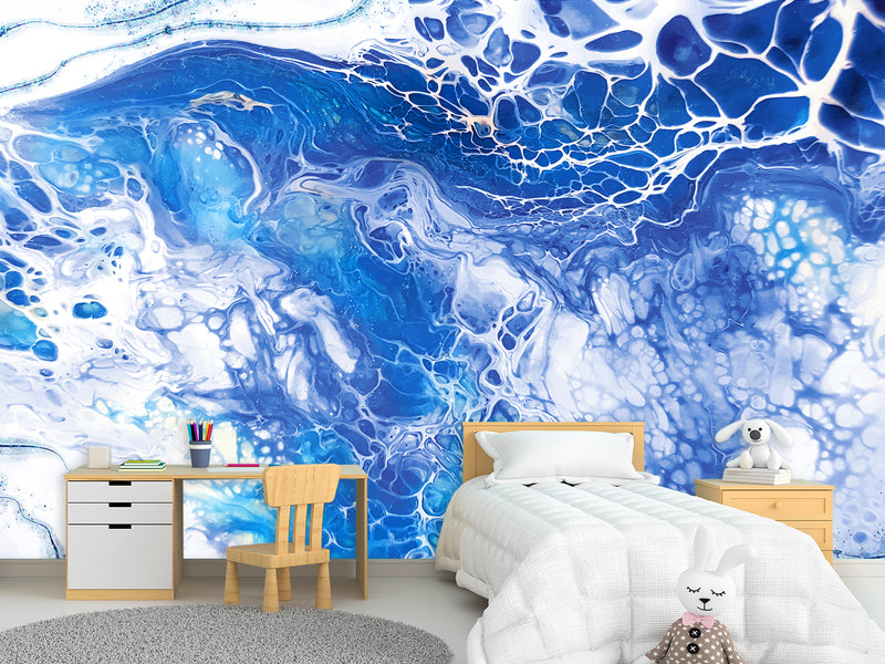 High-Quality Wallpaper With Abstract Design Vinyl Wallpaper Peel and Stick Eco-Paint Wall Mural For Bedroom, Living Room 'Abstraction: Blue Fantasy' 🌌
