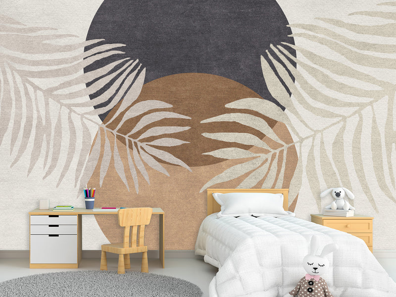 Natural Print Full Wall Vinyl Wallpaper Pell and Stick "Tropical Leaves" Desing For Office Bedroom Living Room🌿