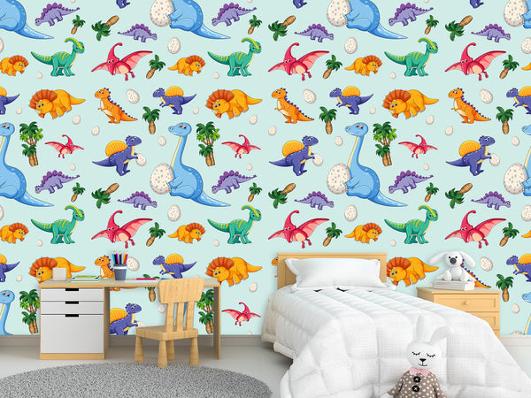 Kids Dinosaur Wallpaper For Kids – Cute Dino Print For Children’s Room Wall Decor