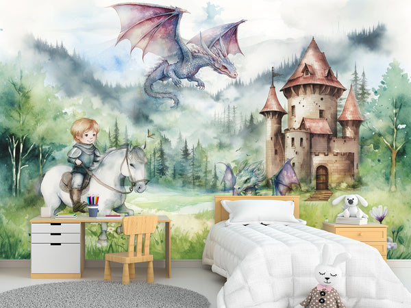 Self-Adhesive Full Wall Wallpaper Princess Rescue Print for Kids Room