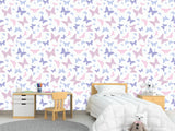 Unique Wall Mural with Butterfly Print, Peel and Stick Wallpaper, Art Print for Nursery or Baby Room 'Colorful Butterfly Silhouettes' 🦋