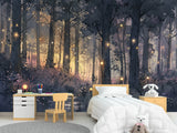 ✨Fairy Tale Print In Artistic Style Peel adn Stick Wall Mural For Kids Room, Creating A Cartoon Atmosphere "Magic Forest In Radiance"🌲