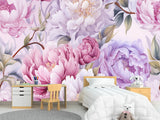 Floral Print Vinyl Wallpaper  Peel and Stick for Bedroom or Living Room – "Violet Peonies"
