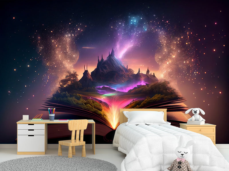 Fairy-Tale Living Room, Kids' Room Traditional Wallpaper To Inspire Imagination And Creativity "Opening The Book Of World Secrets" 📖✨