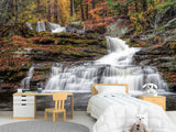 Nature-Inspired Full-Wall Self-Adhesive Wallpaper – "Mountain Waterfall", Perfect for Home Decor, Hotel Design, or Spa Area
