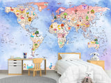 Peel and Stick Vinyl Wallpaper Magical World Map Mural for Kids – Interactive & Educational