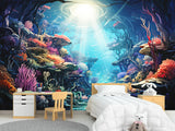 Peel and Stick Kids’ Wallpaper Full Wall Mural – “Mysteries of the Deep” For Kids’ Room