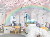 Peel & Stick Vinyl Wallpaper Kids' Room Print – "Unicorns in an Enchanted Forest"