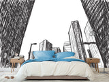 Graphic Print Peel and Stick 3D Mural "Painted city", Beautiful in the Hall, Office, Work Area