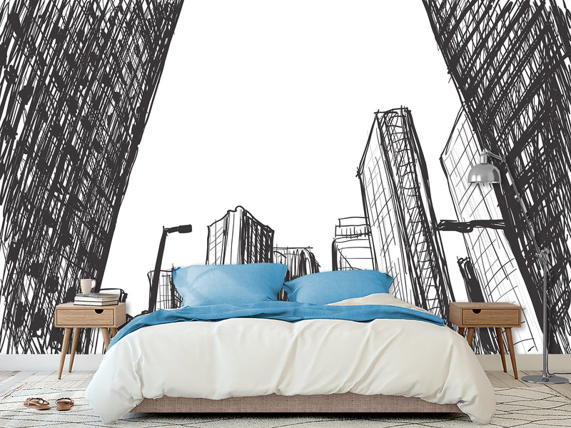 Graphic Print Peel and Stick 3D Mural "Painted city", Beautiful in the Hall, Office, Work Area