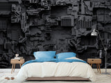 Peel and Stick Vinyl Wallpaper Technological Plating Spaceship Robot Abstract Graphics Style for Gym & Living Room