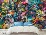 Art Print On The Wall Self-Adhesive Wallpaper "Funk Graffiti", Mural For Bedroom, Living Room, And Creative Design For Teen Room 🎨