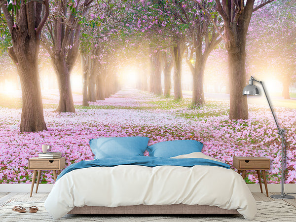 Peel and Stick Made In-House Print For Living Room, Lounge Area "Blooming Trees"