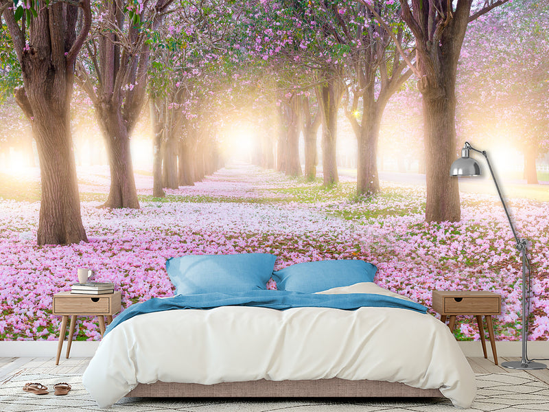 Peel and Stick Made In-House Print For Living Room, Lounge Area "Blooming Trees"