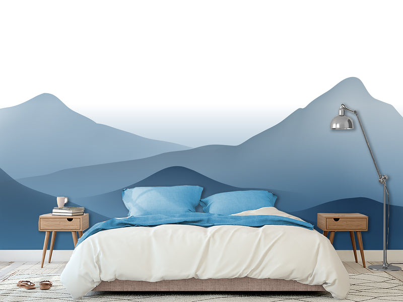 Natural Print Peel and Stick Wall Mural for Home, Beautiful for Bedroom and Kitchen, Self-Adhesive Wallpaper 'Mountain Silhouettes'