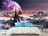 Peel and Stik Mural Wallpaper For Teen Room – "Uncharted Cosmic Planet" Bedroom Decor