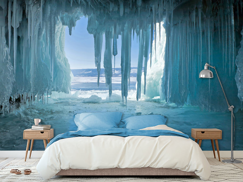 Non-Woven Photo Wallpaper for Home, Bedroom & Kitchen Unique design - Ice Cave Wall Mural