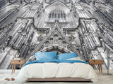 Architectural Print Self-Adhesive Wallpaper Mural – Full Wall Decor for Living Room or Bedroom, "Upward View of a Temple Building"