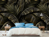 Floral Full-Wall Print Non-Woven Photo Wallpaper Tropical Design For Office Or Bedroom "Banana Leaves"