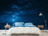 Non-Woven Mural Full Wall for Bedroom & Kitchen Print Moonlit Ocean at Night